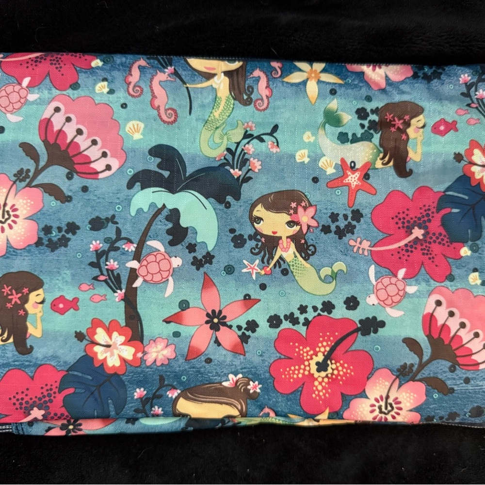Colorful Mermaid and Floral Print Fabric